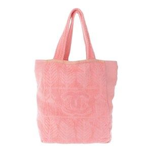 CHANEL Beach Bag Pouch Towel Tote Pile Coco Mark Matte Pink